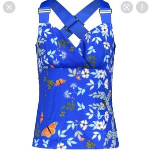 Ted Baker blue floral print buckle strap top
